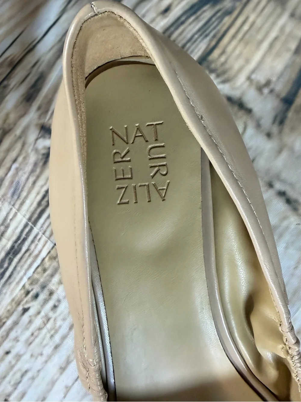 Naturalizer Copper Nude Leather Peep Toe Wedge Heels Womens 10 Chic Comfort